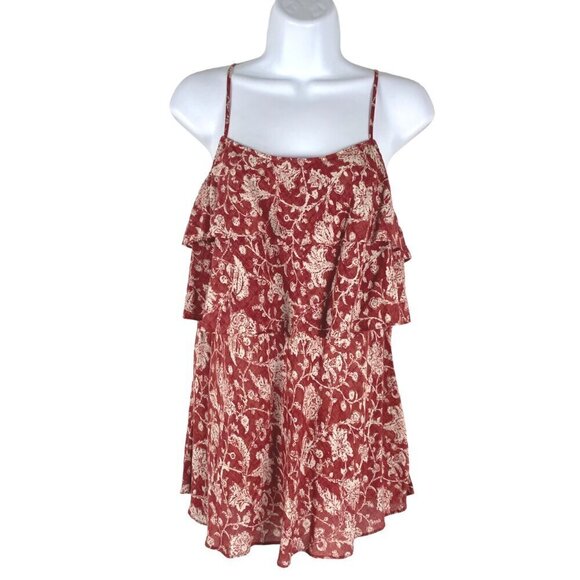 Peruvian Connection Becca Camisole Tank Top Size 2 Ruffle Red Floral NWT TP-2638 - Picture 1 of 9